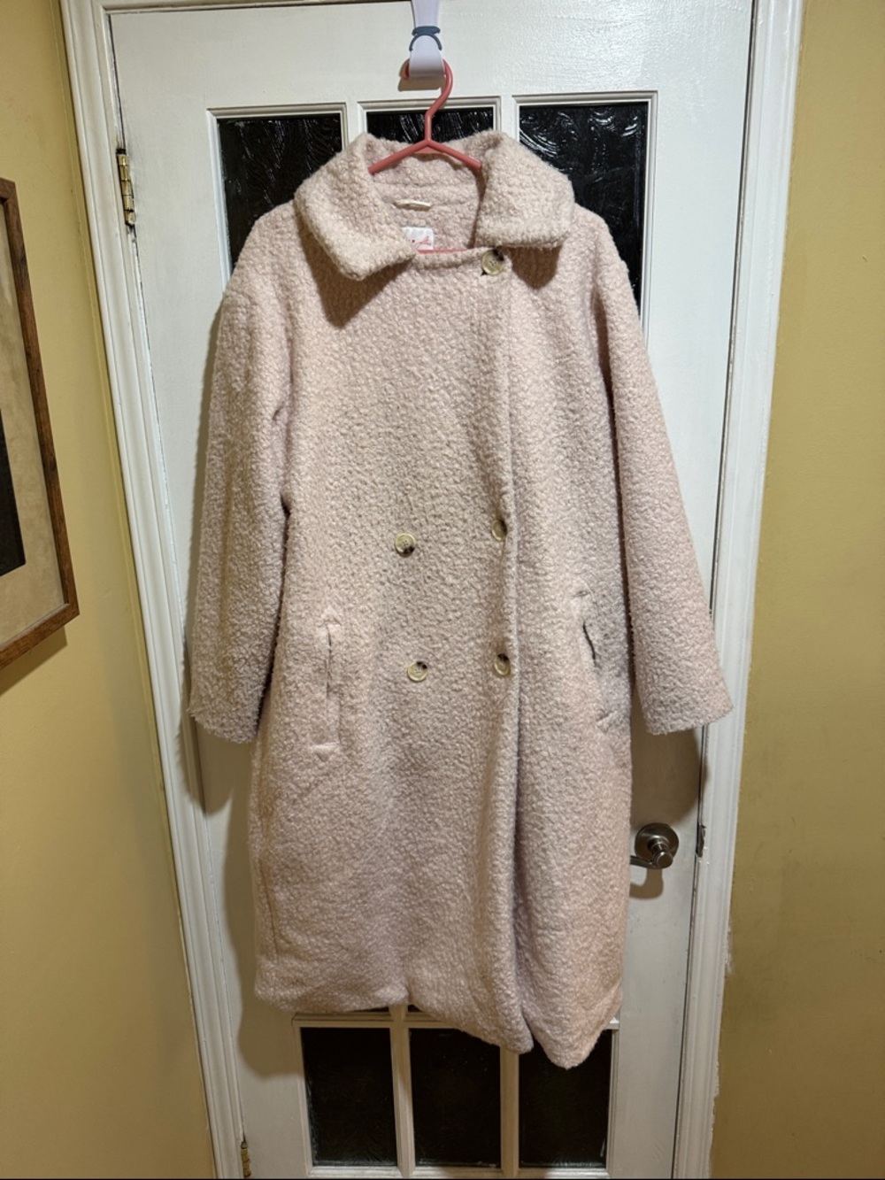 Joe Fresh Light Pink Teddy Double-Breasted Coat